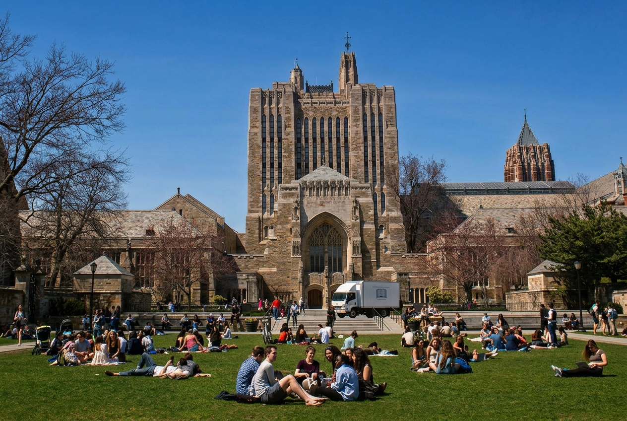 Sterling Memorial Library and Yale's Cross Campus